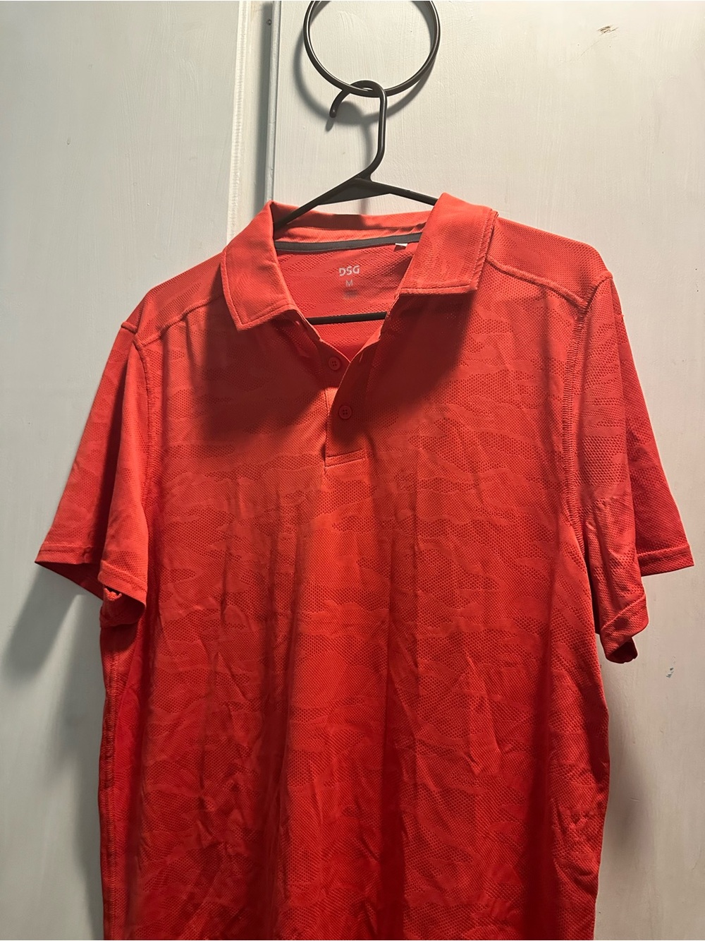 DSG Men's Bright Red Polo Shirt with Subtle Texture